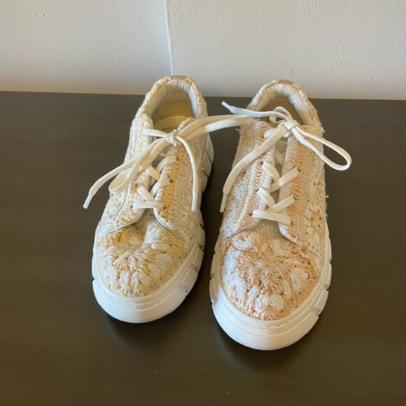 Free People Catch Me If You Can Crochet Lace Up Sneakers Platform 37/7 - Picture 5 of 6